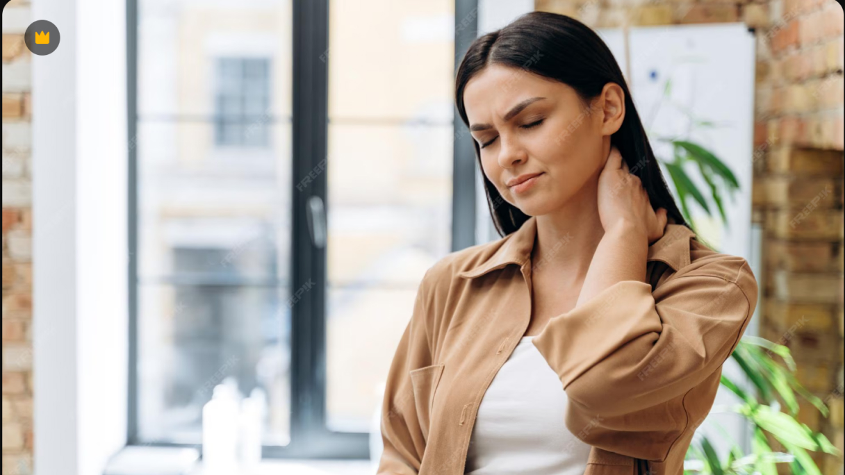 У девушки боли в шее